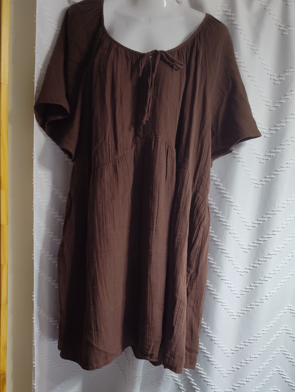 Old Navy Brown Gauze Tie-Front Tunic Top